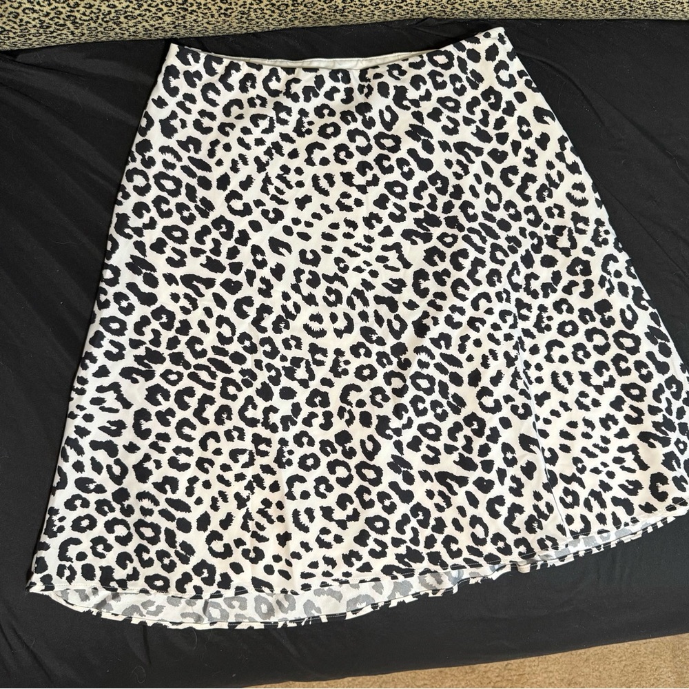 Express Black and White Animal Print A-Line Skirt